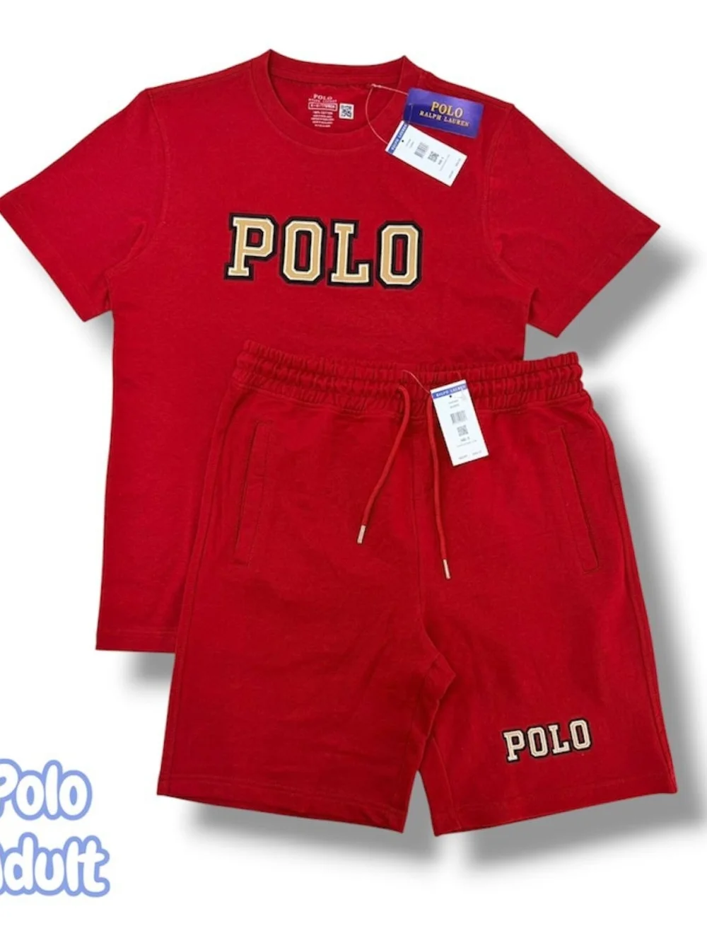 Polo by Ralph Lauren Light Gray Logo Tee and Shorts Set